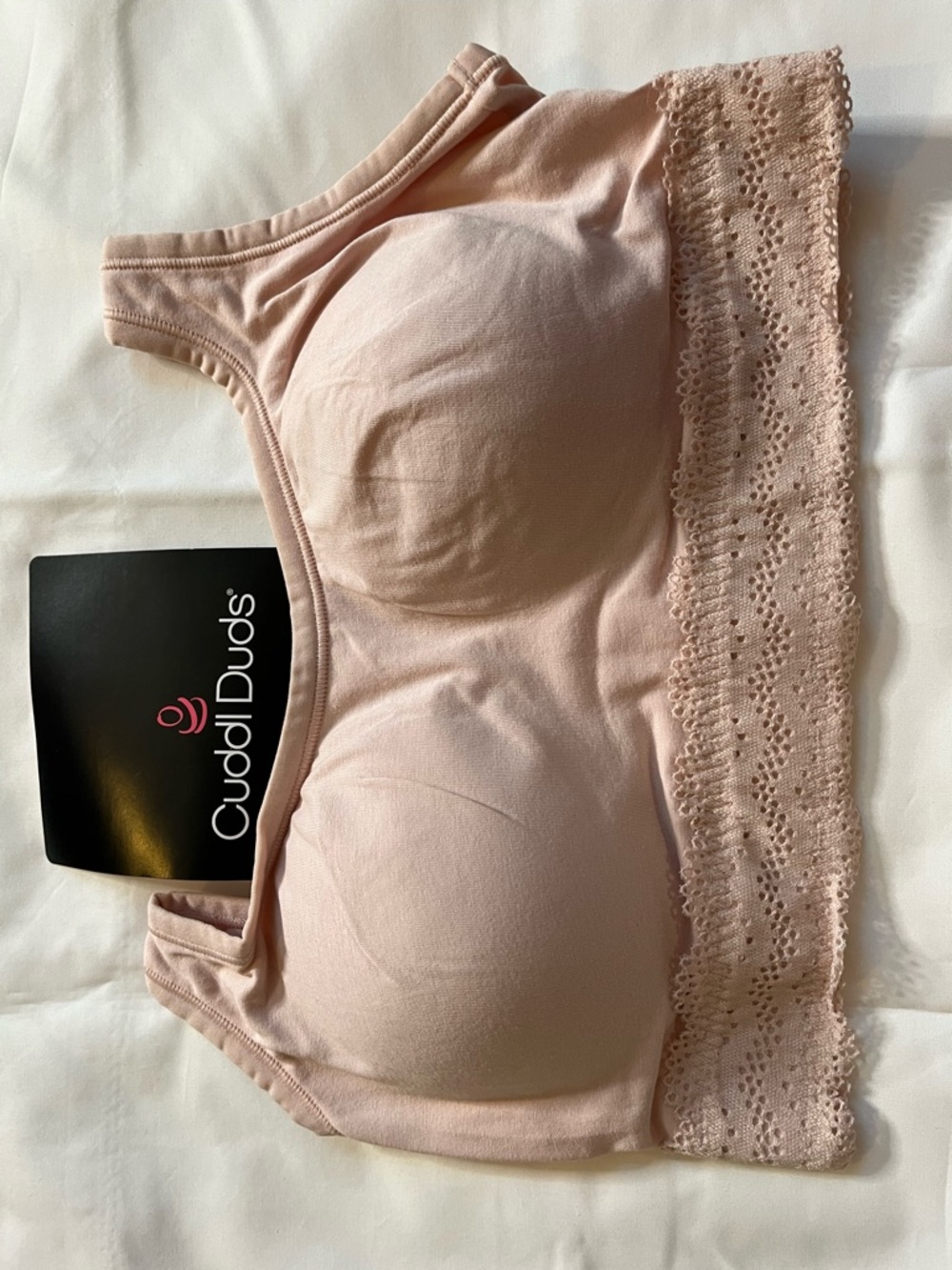 Cuddl Duds Lace-Trim Wireless Bralette in Light Blush